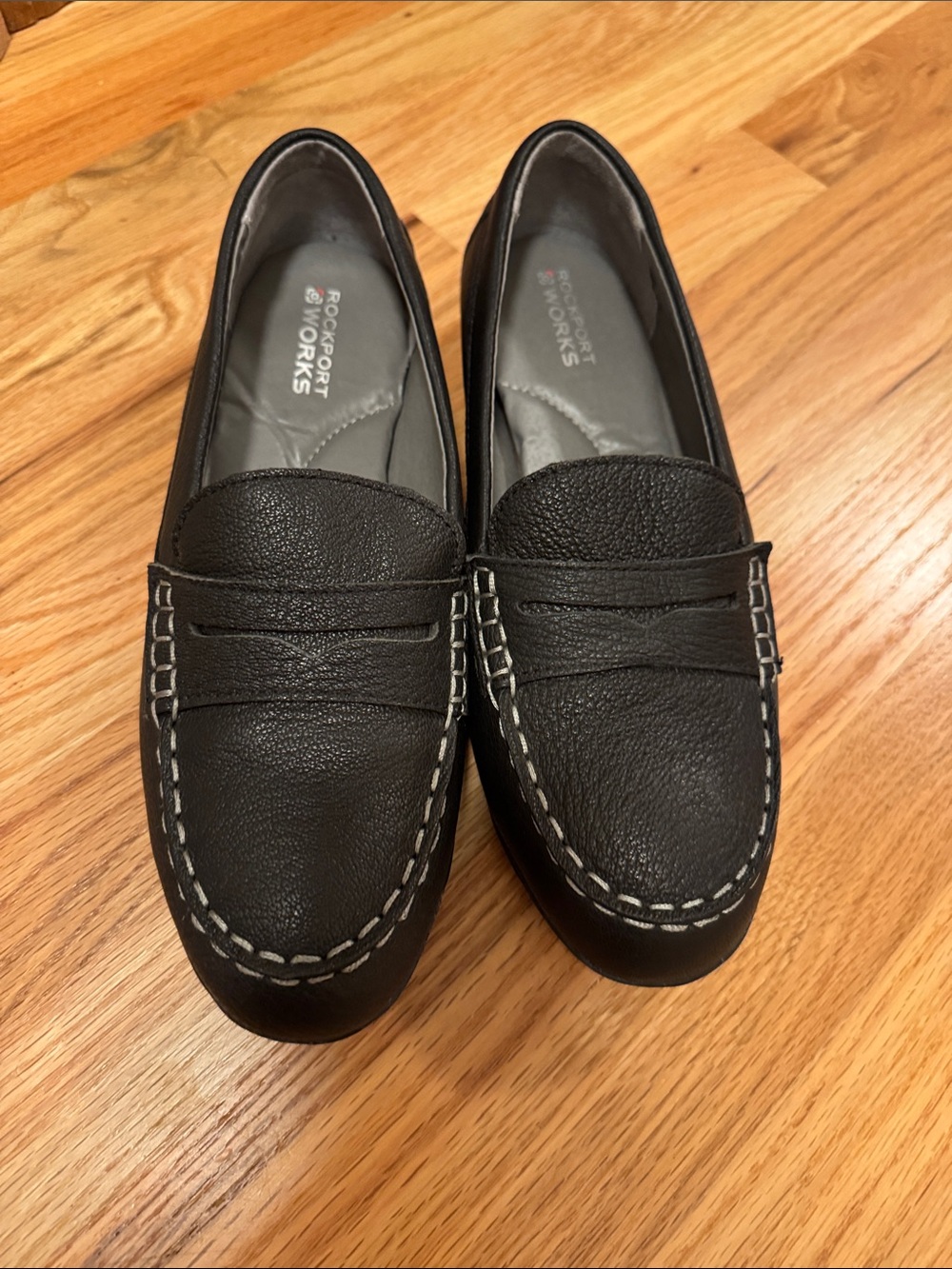 Women’s Rockport Works SAFETY SHOES Black Leather Slip-On Loafers 10.5 Wide